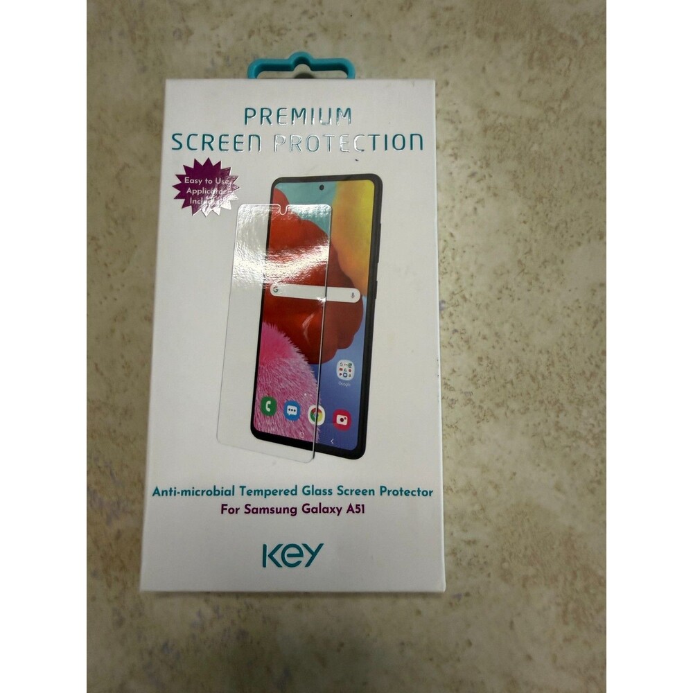 KEY Tempered Glass Screen Protector for Samsung Galaxy A51 Antimicrobial NEW